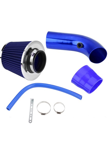 76MM 3 Inç Evrensel Araba Soğuk Hava Girişi Filtre Alüminyum Indüksiyon Hortum Boru Kiti Mavi (Yurt Dışından)
