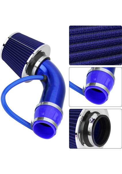 76MM 3 Inç Evrensel Araba Soğuk Hava Girişi Filtre Alüminyum Indüksiyon Hortum Boru Kiti Mavi (Yurt Dışından) modelleri