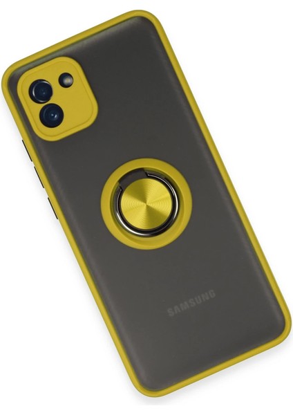 Samsung Galaxy A03 Kılıf Montreal Yüzüklü Silikon Kapak - Sarı Svlrs modelleri