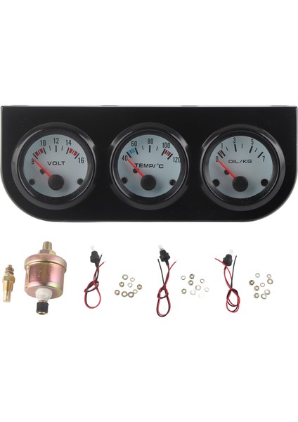 Evrensel Araba Üçlü Ölçer Kiti Su Sıcaklığı + Volt + Yağ Basıncı Ölçer 52MM Enstrüman (Yurt Dışından)