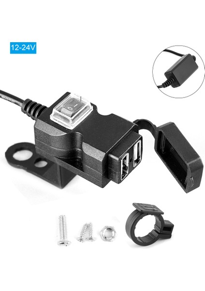 12V Çift USB Bağlantı Noktası Motosiklet Şarj Cihazı Su Geçirmez Gidon Şarj Cihazı 5V 1A / 2.1 A Adaptörü Telefon Güç OUTLET12-24V (Yurt Dışından)
