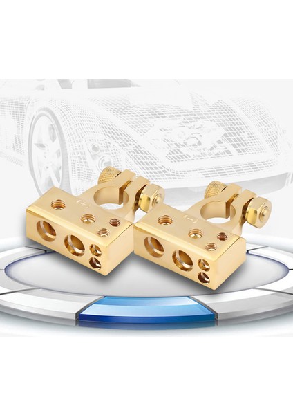 Çift Araba Akü Terminali Pozitif ve Negatif Konnektör Kelepçe Altın 0/1 2 4 8 Awg Ölçer (Yurt Dışından) fırsatları