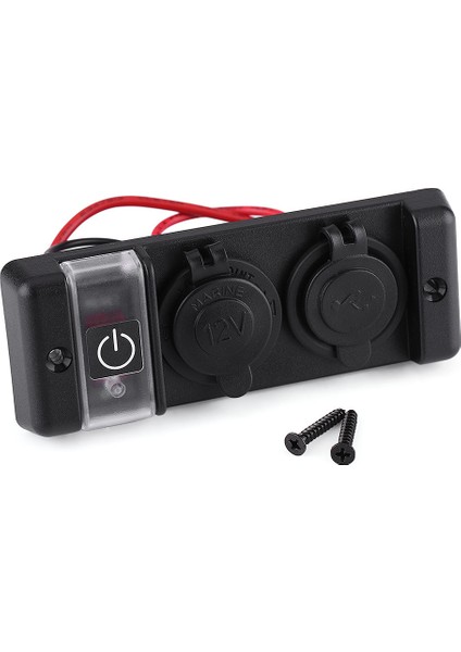 12V Su Geçirmez Çakmak Çift USB Güç Soketi Anahtarı Paneli Araba Rv Tekne (Yurt Dışından)