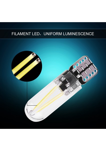 10 Adet 12V W5W T10 194 Cam Cob Filament LED Araba Okuma Drl Gövde LED Ampul Beyaz Işık (Yurt Dışından) fiyatları