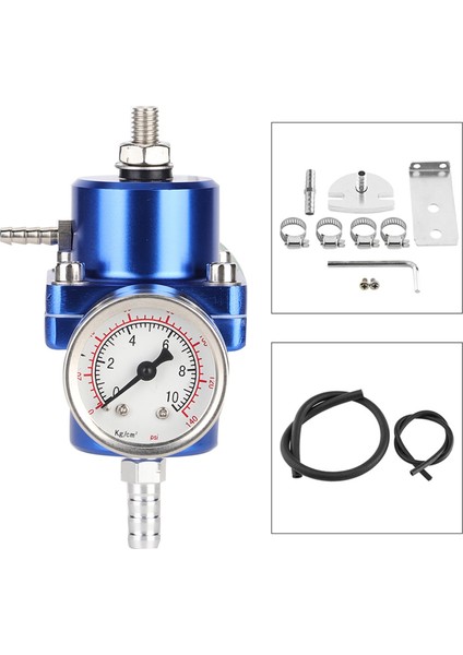 Alüminyum Alaşım Evrensel Için Yakıt Basınç Regülatörü Göstergesi Hortum 0-140PSI Ayarlanabilir (Yurt Dışından)