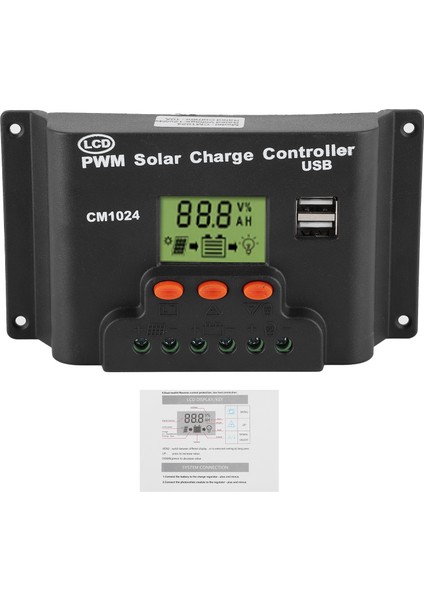 12V / 24V LCD Solar Şarj Regülatörü Çift USB Çıkışı Pil Regülatörü Ev Sanayi Iş USING20A Anma Şarj / Deşarj (Yurt Dışından)