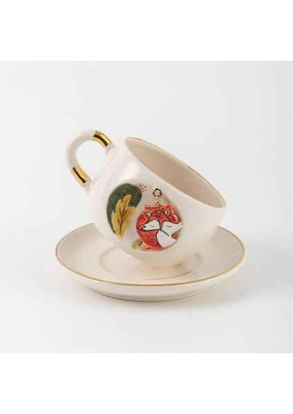 El Yapımı Nature Serisi Kızıl Tilki Seramik Çay Fincanı Beyaz fiyatları