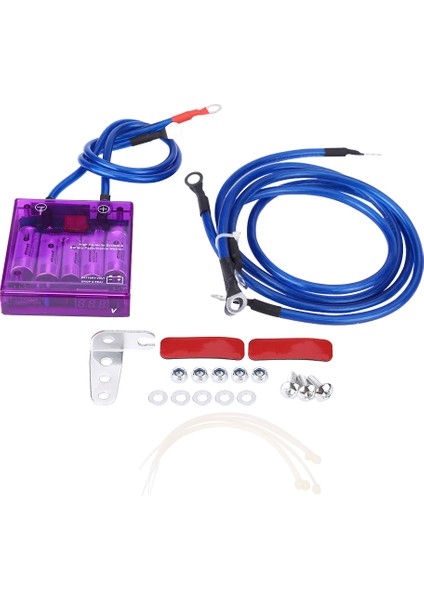 Evrensel Yakıt Tasarrufu Voltaj Sabitleyici Regülatörü Kiti W / 3 Topraklama Kablosu Mor (Yurt Dışından)