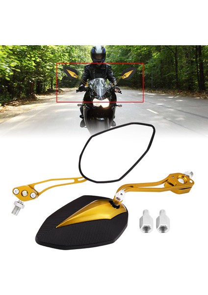 Çift 8mm 10MM Evrensel Motosiklet Motosiklet Dikiz Aynası Dikiz Yan Aynalar Sarı (Yurt Dışından) fırsatları
