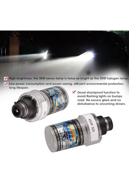 2 Adet D2S 12V 35W 6000K Hıd Beyaz Işık Cıva Içermeyen Xenon Araba Far Ampulü Lamba Değiştirme (Yurt Dışından) modelleri