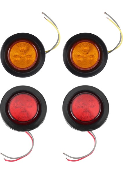 4 Adet 2in Yuvarlak LED Gösterge Işığı Yan Işaret Lambası Kırmızı Sarı Lens ile Heatshrink Tüp Römork Kamyonlar Için (Yurt Dışından) fiyatları