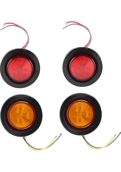 4 Adet 2in Yuvarlak LED Gösterge Işığı Yan Işaret Lambası Kırmızı Sarı Lens ile Heatshrink Tüp Römork Kamyonlar Için (Yurt Dışından) modelleri
