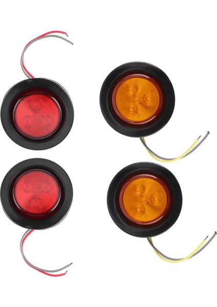 4 Adet 2in Yuvarlak LED Gösterge Işığı Yan Işaret Lambası Kırmızı Sarı Lens ile Heatshrink Tüp Römork Kamyonlar Için (Yurt Dışından) fırsatları