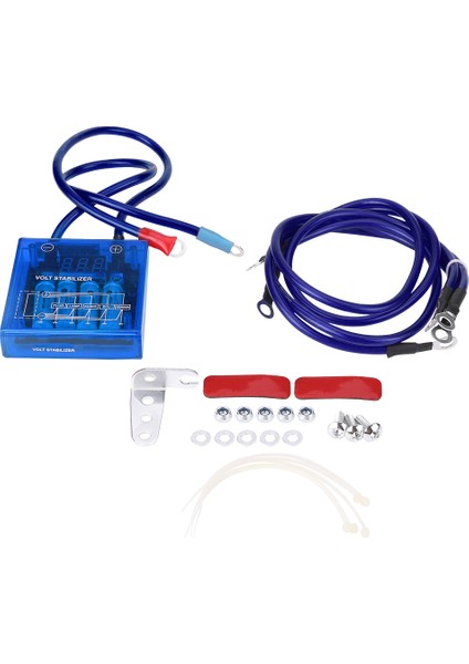 Evrensel Yakıt Tasarrufu Voltaj Sabitleyici Regülatörü Kiti W / 3 Topraklama Kablosu Mavi (Yurt Dışından)