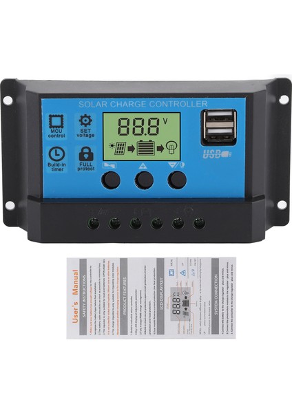 12V 24V Solar Şarj Deşarj Kontrol Pwm LCD Ekran Çift USB Çıkışı Regülatörü Ev Endüstriyel CAR20A (Yurt Dışından)