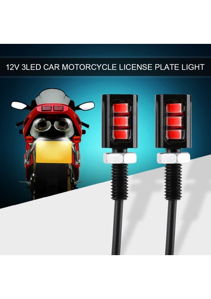 2X12 V Evrensel Araba Motosiklet Lisans Numarası Plaka Vidalı Cıvata Işık Lambası Kırmızı LED (Yurt Dışından) fiyatları