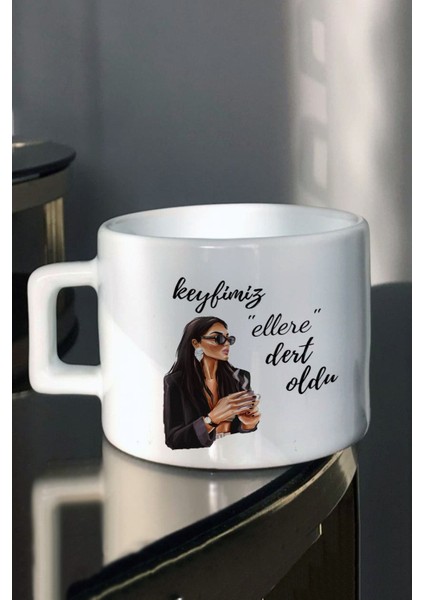 Esmer Keyifli Fincan, Baskılı ve Şık Tasarım, Çay ve Kahve Için Mükemmel Seçim