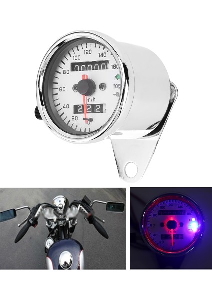 Motosiklet Metre Kilometre Kilometre Sayacı Ölçer Dönüş Sinyali Far Göstergesi Vintage Çelik 12V (Yurt Dışından) fırsatları