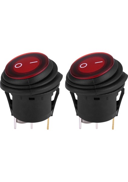 2 Adet Kırmızı LED Işık 12V / 24V Evrensel 20A 3pin Araba Oto Tekne Yuvarlak On-Off Rocker Geçiş Anahtarı (Yurt Dışından)