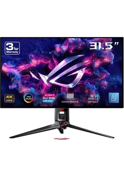 31.5" OLED Rog Swıft OLED PG32UCDP 0.03 Ms (4K-240Hz/Fhd-480Hz) Hdmı-Dp Gamıng Monitör 3840X2160