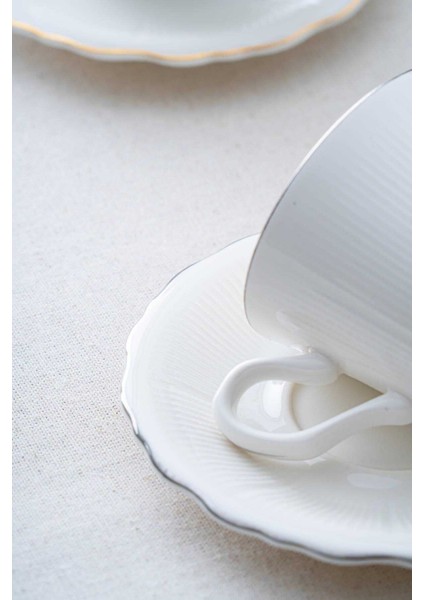 Şık 12'li 6 Kişilik Gümüş Renkli Çay Fincanı Takımı, 210 Ml. fiyatları