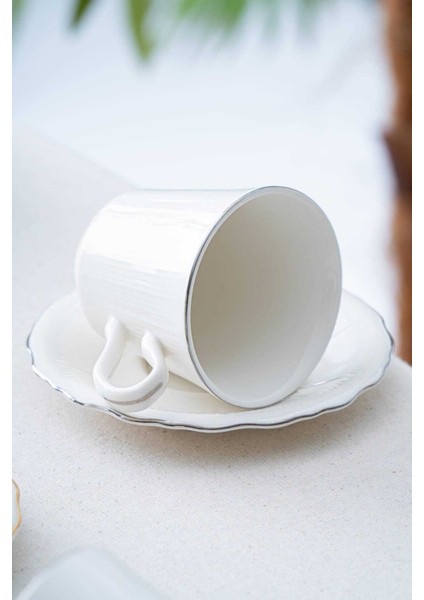 Şık 12'li 6 Kişilik Gümüş Renkli Çay Fincanı Takımı, 210 Ml. modelleri