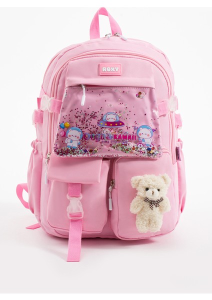 Kore Tarzı Kawaii Aksesuarlı Kız Çocuk Ilkokul Çantası - 5 Bölmeli Su Geçirmez