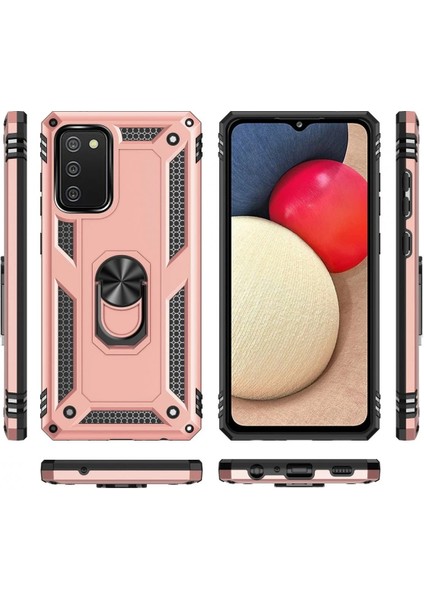 Samsung Galaxy A03S Kılıf Sofya Yüzüklü Silikon Kapak - Rose Svlrs modelleri