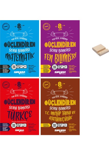 Lgs 8. Sınıf Güçlendiren Matematik Fen Bilimleri Türkçe ve Inkılap 4lü Soru Bankası Seti + Telefon Tutucu
