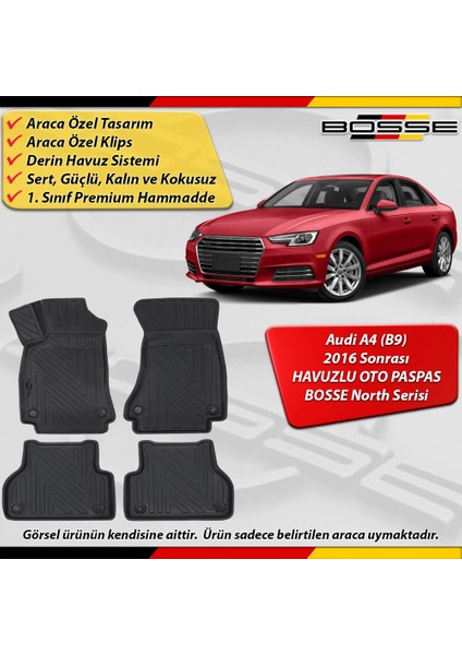 Audi A4 Paspas Araca Özel (B9) 2016 2025 Arası Derin Havuzlu Bosse North Serisi