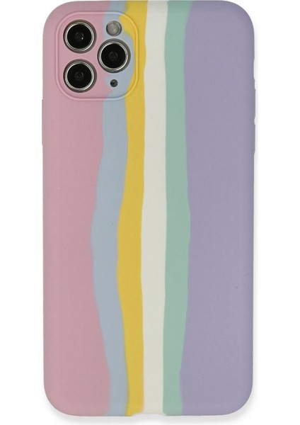 Iphone 11 Pro Kılıf Ebruli Lansman Silikon - Pembe-Lila Svlrs
