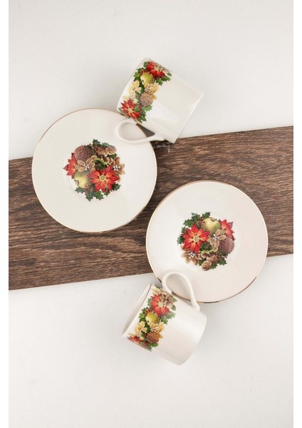 Altın Yaldızlı 2 Kişilik Fincan Takımı, Meyve ve Çiçek Detaylarıyla Şık Tasarım modelleri