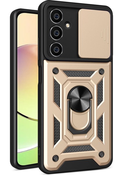 Samsung Galaxy A05S Kılıf Pars Lens Yüzüklü Silikon - Gold Svlrs