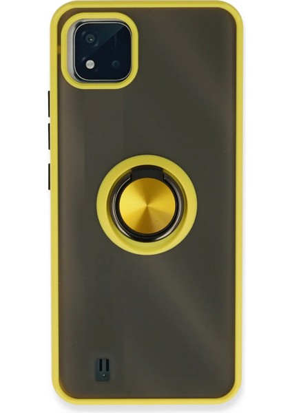 Realme C11 2021 Kılıf Montreal Yüzüklü Silikon Kapak - Sarı Svlrs