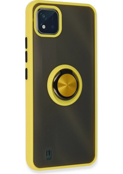 Realme C11 2021 Kılıf Montreal Yüzüklü Silikon Kapak - Sarı Svlrs modelleri