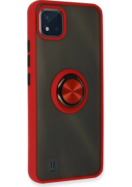 Realme C11 2021 Kılıf Montreal Yüzüklü Silikon Kapak - Kırmızı Svlrs modelleri