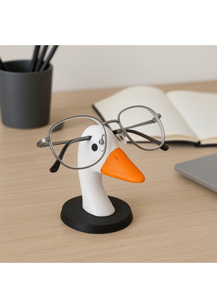 Masaüstü Ördek Gözlük Tutucu | Dekoratif Çalışma Masası Gözlük Tutucu | %100 Doğal Malzeme