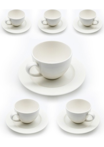 Şık 6'lı Porselen Çay Fincan Takımı, 230 Cc, Bej Renkli, Zarif ve Kullanışlı.