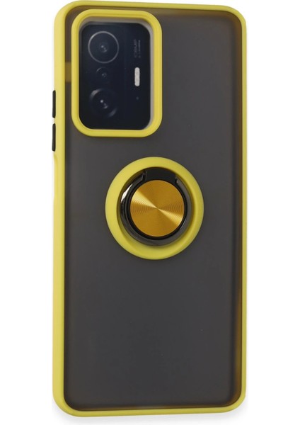 Xiaomi Mi 11T Pro Kılıf Montreal Yüzüklü Silikon Kapak - Sarı Svlrs