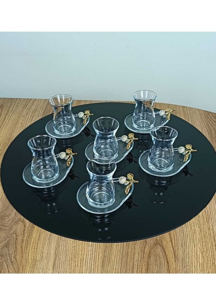 Gümüş 6'lı Çay Seti, Şık ve Zarif, Hediyelik, Çeyizlik, Gri