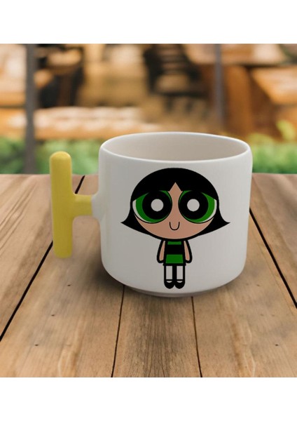 El Yapımı Powerpuff Girls Buttercup Sarı Kulp Kupa 200 Ml, Şık ve Kullanışlı Tasarım