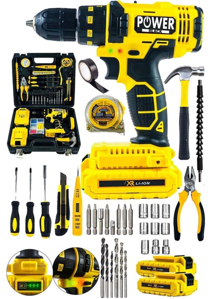 Ultra Lüks 12V 1,5AH Çift Bataryalı Erkek Matkap Seti, 100 Parça