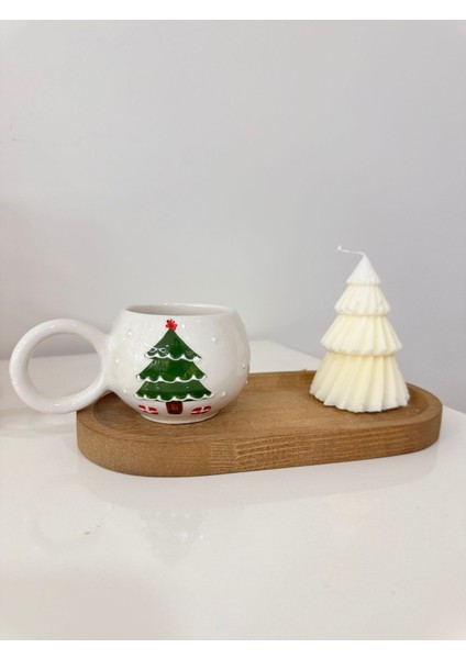 Beyaz Ahşap Fincan ve Mum Seti, Şık ve Sıcak Hava Hissini Yansıtan Tasarım