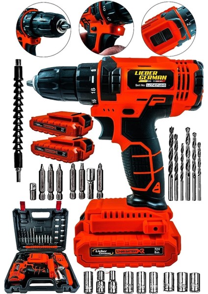 Darbeli 58V 10AH Çift Akülü Metal Şanzuman Set, Vidalama Matkap, 27 Parça fiyatları