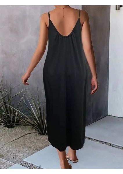 Miracotton Kadın Ip Askılı Geniş V Yakalı Cepli Viskon Elbise fiyatları