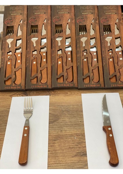 Paslanmaz 2'li Et ve Steak Çatal Bıçak Takımı, Şık ve Dayanıklı Set fırsatları