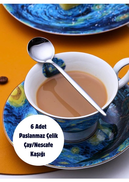 6'lı Paslanmaz Çelik Yuvarlak Çay ve Nescafe Kaşığı, 13.5 Cm, Şık ve Dayanıklı Set modelleri