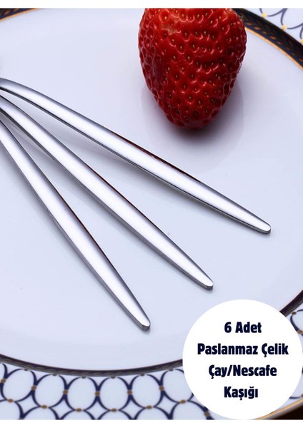6'lı Paslanmaz Çelik Yuvarlak Çay ve Nescafe Kaşığı, 13.5 Cm, Şık ve Dayanıklı Set fırsatları