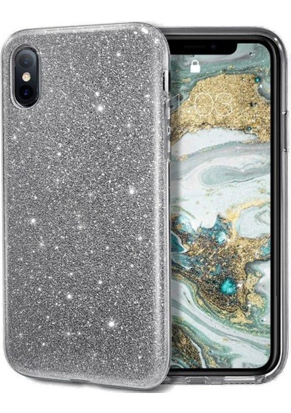 iPhone 7/8/se/7plus/8plus/x/xs/xs Max Modelleriyle ile Uyumlu Parlak Simli Transparan Silikon Kılıf modelleri