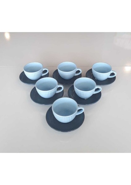 Şık 12 Parça Mavi Çay Fincanı Takımı, 6 Kişilik, Estetik ve Dayanıklı